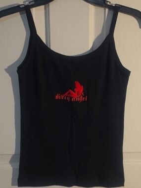 Black Tank with Red Logo Graphic